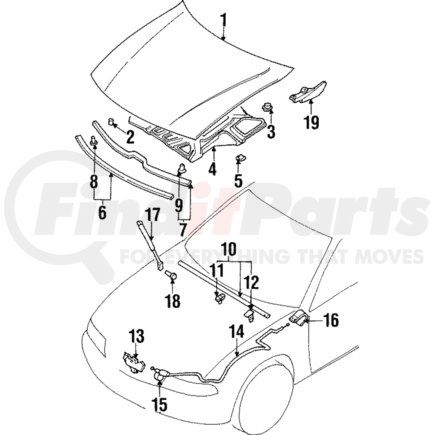 AW342029 by MITSUBISHI - WEATHERSTRIP HOOD RR