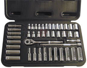 1200 by ATD TOOLS - 44 Pc. 1/4" Drive 6 Point SAE and Metric Pro Socket Set