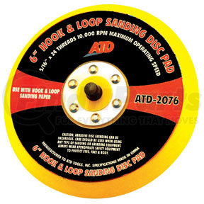 2076 by ATD TOOLS - 6" Quick Change Sanding Disc Pad