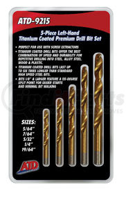 9215 by ATD TOOLS - Left-Handed Titanium Coated Premium Drill Bit Set, 5-Pc.