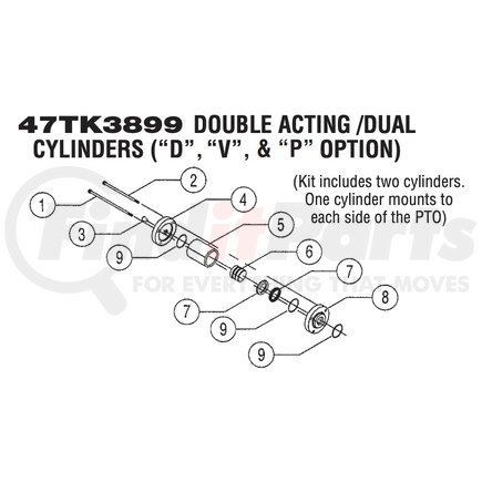 47TK3899 by MUNCIE POWER PRODUCTS - Power Take Off (PTO) Air Shift Cylinder - Double Acting/Dual Cylinders