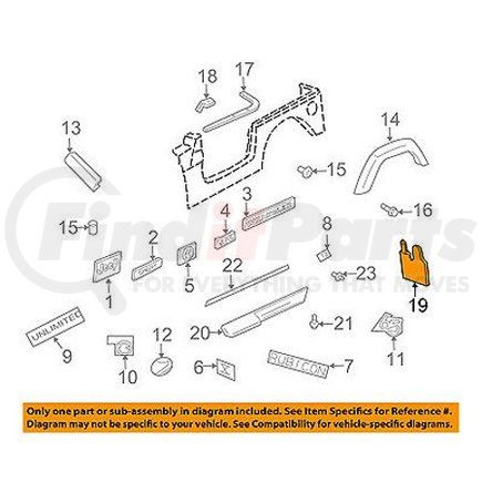 55155697AA by CHRYSLER - Mud Guard - Driver Side, fits 2006, 1997-1999 Jeep Wrangler