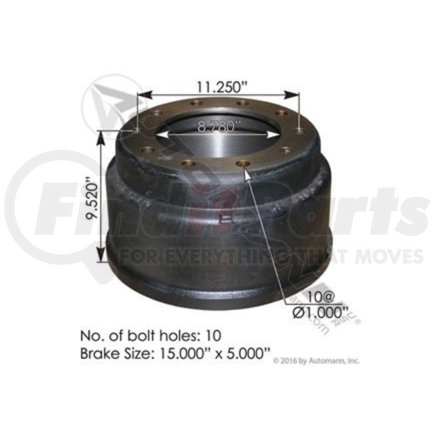 151.5503BA by AUTOMANN - Brake Drum, 15.000 in. x 5.000 in.