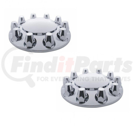 10257-2 by UNITED PACIFIC - Pair of Chrome Plastic Semi Truck Front Wheel Axle Hub Covers / 33mm Caps