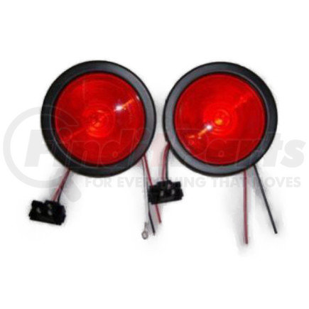KIT1032 by UNITED PACIFIC - Pair (2) Red 4" Round Truck Trailer Bus Semi Brake Stop Turn Tail Light Kits