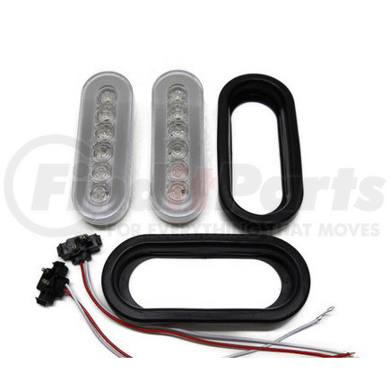 KIT1036 by UNITED PACIFIC - Pair (2) of 6" Oval Clear White Halo 22 LED Reverse Back-Up Utility Light Kits