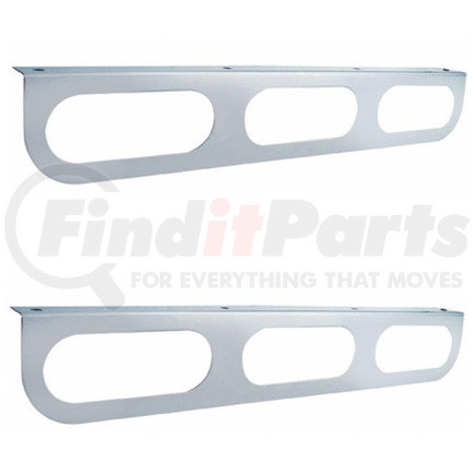 20407-2 by UNITED PACIFIC - Pair (2) Triple Stainless Steel Brackets, Fits 6" Oval LED Stop Turn Tail Lights