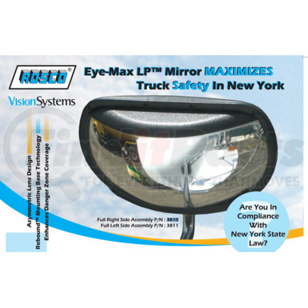 3810 by ROSCO MIRROR - EYE MAX Crossview Mirror Assembly - LP 5360, Driver Side, Rebound