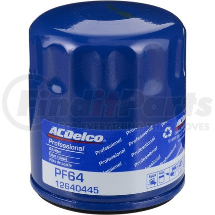 PF64 by ACDELCO - Engine Oil Filter - Spin-On, Blue Housing