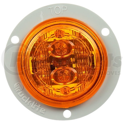 TL30386Y by TRUCK-LITE - 30 Series, Low Profile, LED, Yellow Round, 6 Diode, Marker Clearance Light, Pc, Gray Polycarbonate Flange Mount, Fit 'N Forget M/C, 12V