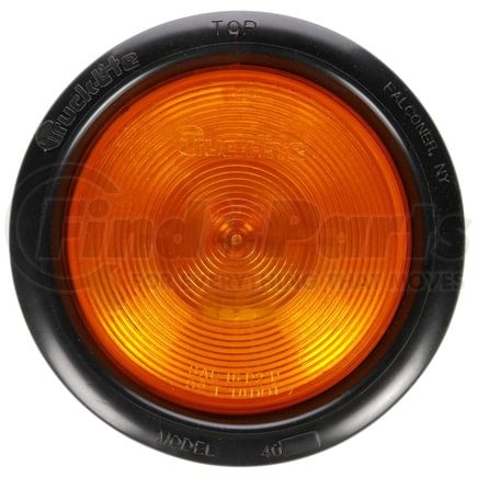 40028Y3 by TRUCK-LITE - 40 Economy Turn Signal / Parking Light - Incandescent, Yellow Round, 1 Bulb, Grommet Mount, 12V, Black PVC Trim