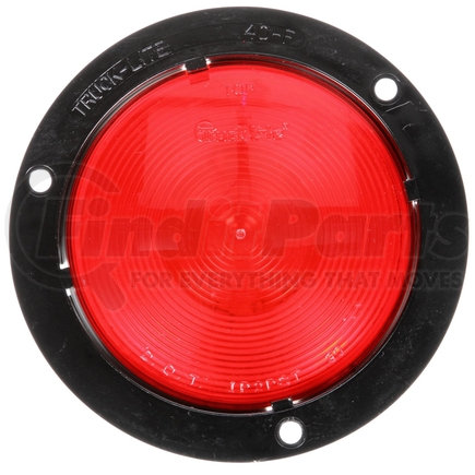 40233R3 by TRUCK-LITE - Tail Light - 40 Series, Incandescent, Red, Round, 1 Bulb, Black Flange Mount, Pl-3, Stripped End/Ring Terminal, 12 Volt, Bulk