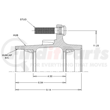 23231--3T by WEBB - 10 Stud, with 11.25 Dia. Bolt Circle, Outboard Drum