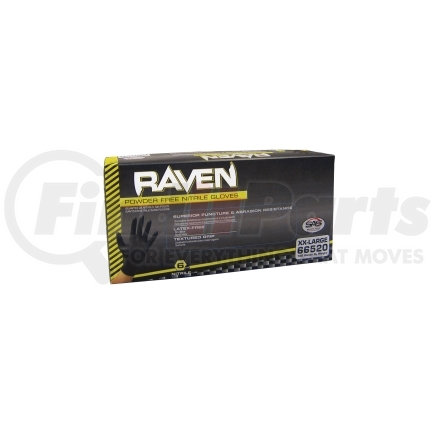 66518 by SAS SAFETY CORP - Raven Nitrile Disposable Glove (Powder-Free) - Black, 6 mil Thick, 100 Gloves/Box, Large (L)