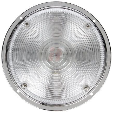 803553 by TRUCK-LITE - 80 Series Dome Light - Incandescent, 1 Bulb, Round Clear Lens, Chrome Flange Mount, 12V