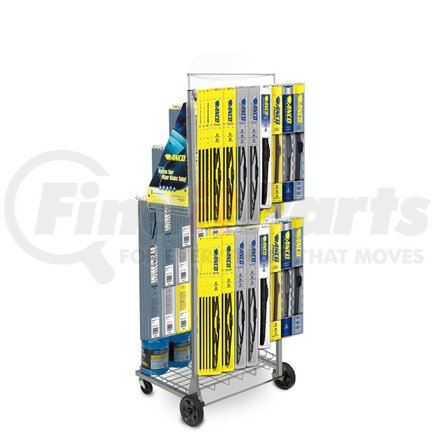 RAC100 by ANCO - Windshield Wiper Blade Merchandiser - Mobile Display, 35 Hooks, 3 Tiers, Bottom Rack