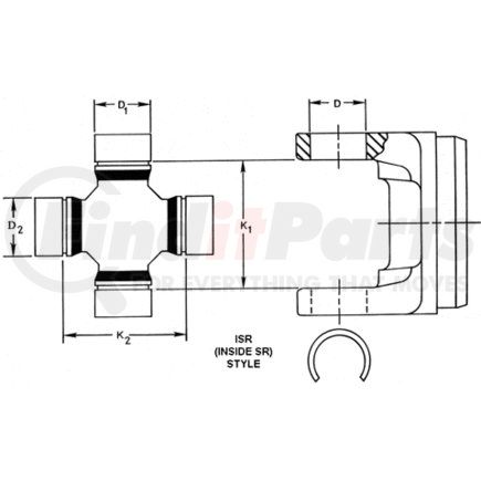 5-1206X by DANA - Universal Joint; Greaseable