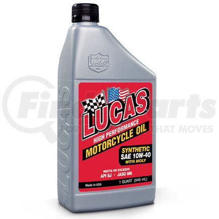 10777 by LUCAS OIL - Synthetic SAE 10w-40 w/Moly Motorcycle Oil JASO MB