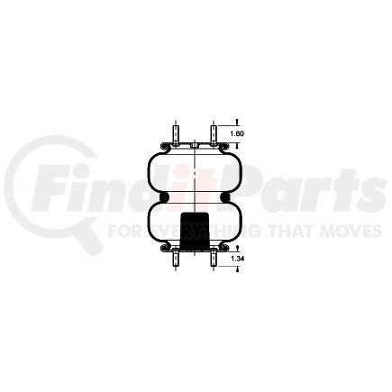 AS-4507 by TRIANGLE SUSPENSION - Triangle Air Spr - Double Conv., Triangle Bellows # 6332, ContiTech Bellows # FD 200-25