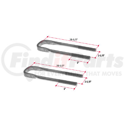 UBK278 by TRIANGLE SUSPENSION - U-Bolt Kit (1x3-9/16x15-1/2) FT