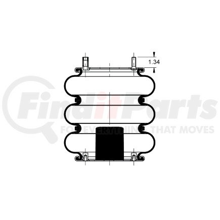 AS-4723 by TRIANGLE SUSPENSION - Triangle Air Spr - Triple Conv., ContiTech Bellows # FT 330-29