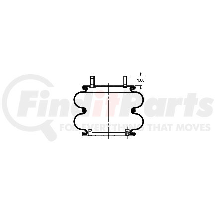 AS-4343 by TRIANGLE SUSPENSION - Triangle Air Spr - Double Conv., Triangle Bellows # 6316, ContiTech Bellows # FD 330-22