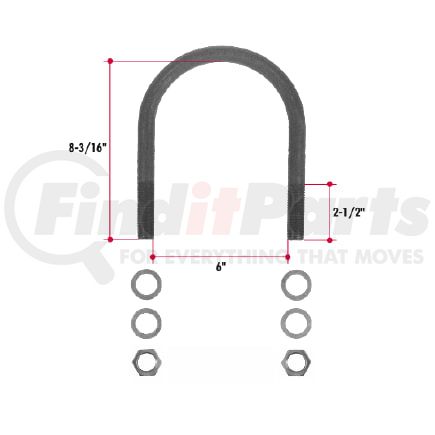 HT214 by TRIANGLE SUSPENSION - Hendrickson Aux. U-Bolt Kit