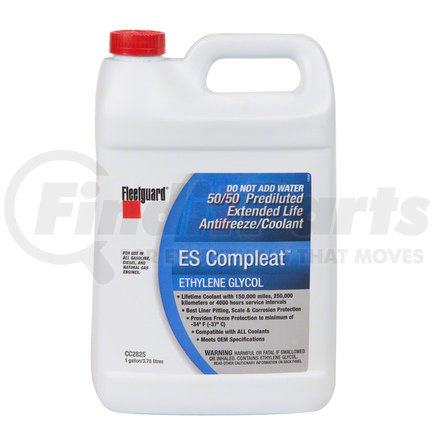 CC2825 by FLEETGUARD - ES Compleat™ Engine Coolant / Antifreeze - Ethylene Glycol, Premix 50/50, 1 Gallon