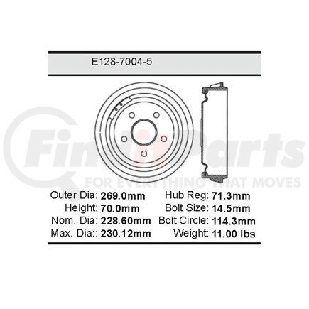 E12870045 by BENDIX - Formula Blue™ Standard Brake Drum