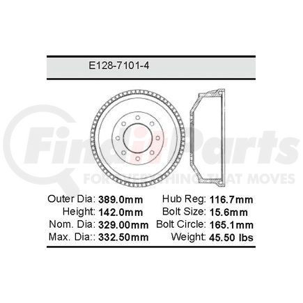 E12871014 by BENDIX - Formula Blue™ Standard Brake Drum