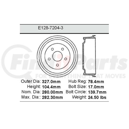 E12872043 by BENDIX - Formula Blue™ Standard Brake Drum