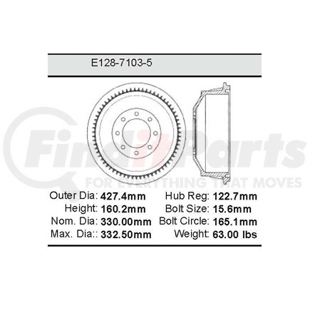 E12871035 by BENDIX - Formula Blue™ Standard Brake Drum