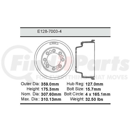 E12870034 by BENDIX - Formula Blue™ Standard Brake Drum