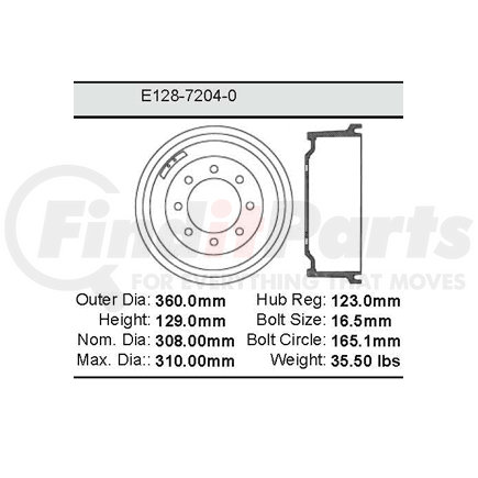 E12872040 by BENDIX - Formula Blue™ Standard Brake Drum