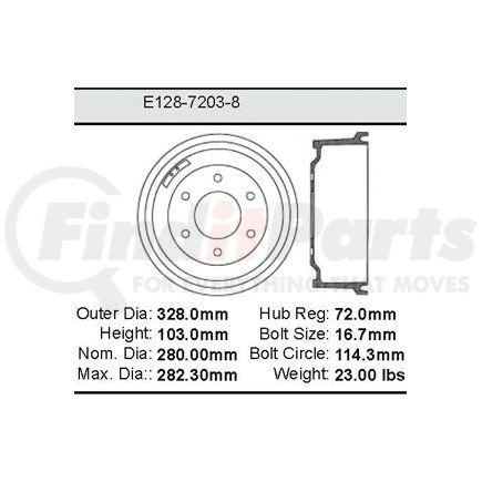 E12872038 by BENDIX - Formula Blue™ Standard Brake Drum