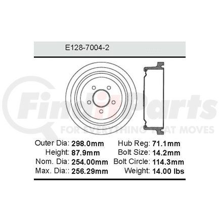 E12870042 by BENDIX - Formula Blue™ Standard Brake Drum