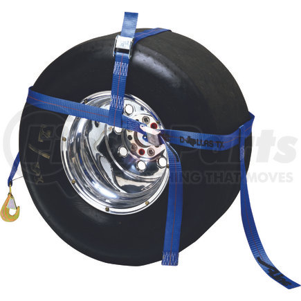 30RT-BL by ANCRA - Tie Down Strap - Blue, Double Adjust, 13 in.-17 in. OEM/10 in. to 22 in. Tires, Tire Bonnet, with Ratchet