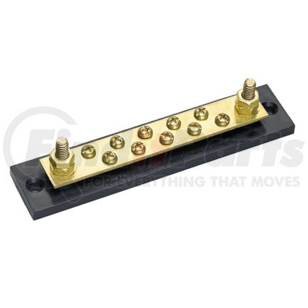 M-449 by COLE HERSEE - Cole Hersee Circuit Protection & Wiring Accessories COMMON BUSBAR, ONE BUSBAR, 10-GANG, SOLID BRASS, CARRIES UP TO 150A, TWO 1/4-20 BRASS STUDS W/HEXNUTS, 8-32 ROUND HEAD SCREWS,
