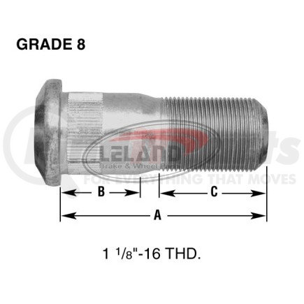 Leland W662 Brake Hardware Tech Tray HEADED STUD RH - 5/BOX