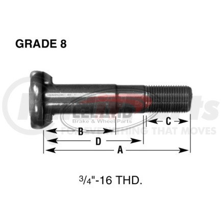 Leland W667 Brake Hardware Tech Tray HEADED STUD LH - 5/BOX