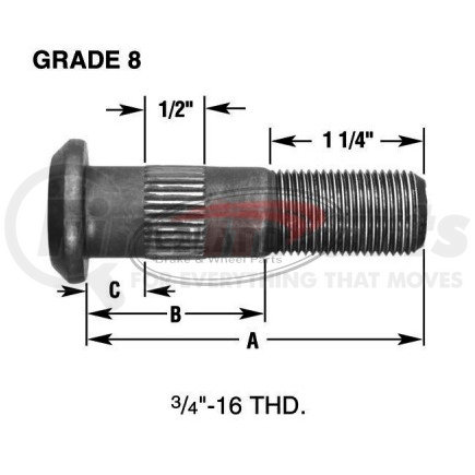 Leland W699 Brake Hardware Tech Tray HEADED STUD LH - 10/BOX (W698R