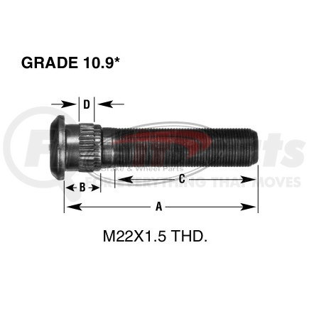 W714 by LELAND - WHEEL END HARDWARE - WHEEL STUD