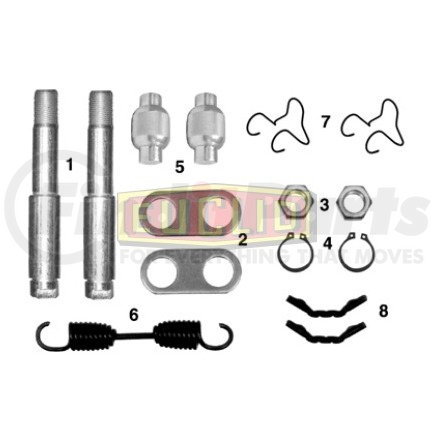 Euclid E-3374HD Drum Brake Hardware Kit Drum Brake Hardware Kit - Trailer Axle, 12.25 in. Brake Drum Diameter
