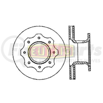 E-13810 by EUCLID - Disc Brake Rotor - 15 in. Outside Diameter, U-Shaped Rotor