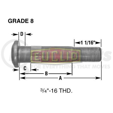 E-5757-R by EUCLID - WHEEL END HARDWARE - RIGHT HAND WHEEL STUD
