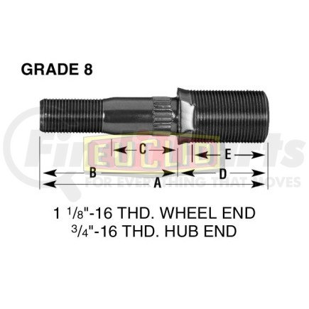 E-8951-L by EUCLID - Euclid Wheel End Hardware - Wheel Stud, Double End, LH