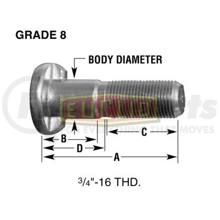 E-9005-R by EUCLID - Euclid Wheel End Hardware - Wheel Stud, Single End, RH