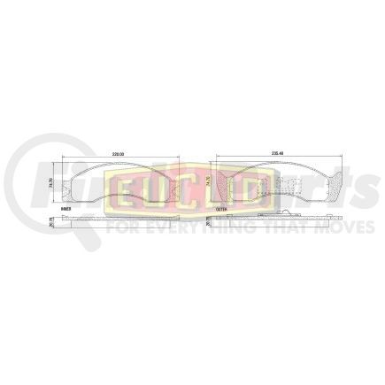 FSAMPD411 by EUCLID - Euclid Disc Brake Pad Kit - N - Type Leaf (3 - Leaf)