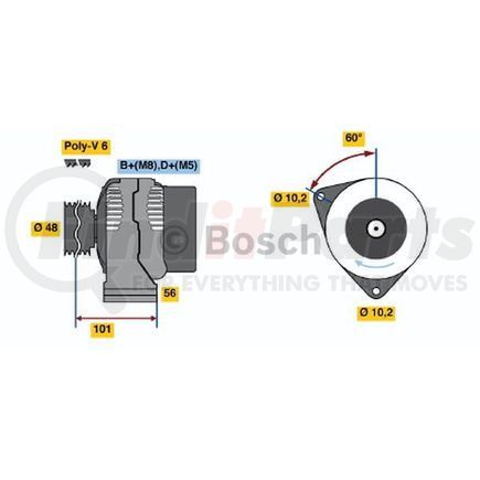 0-123-320-044 by BOSCH - New Alternator