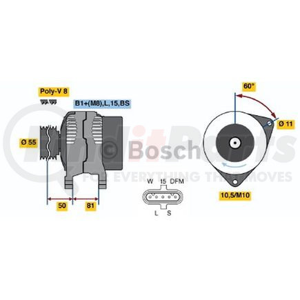 Bosch 0-124-655-005 Alternator New Alternator